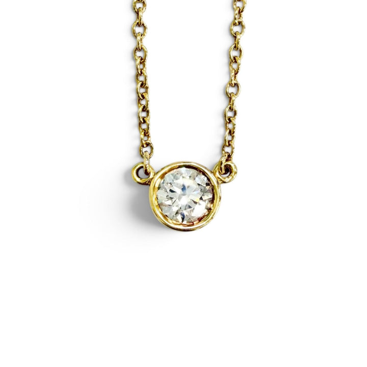 極美品△TIFFANY&amp;Co. ティファニー バイザヤード ネックレス 1Pダイヤモンド 750(YG) K18 D0.21ct/F/3EX/VVS2 イエローゴールド 重量1.9g
