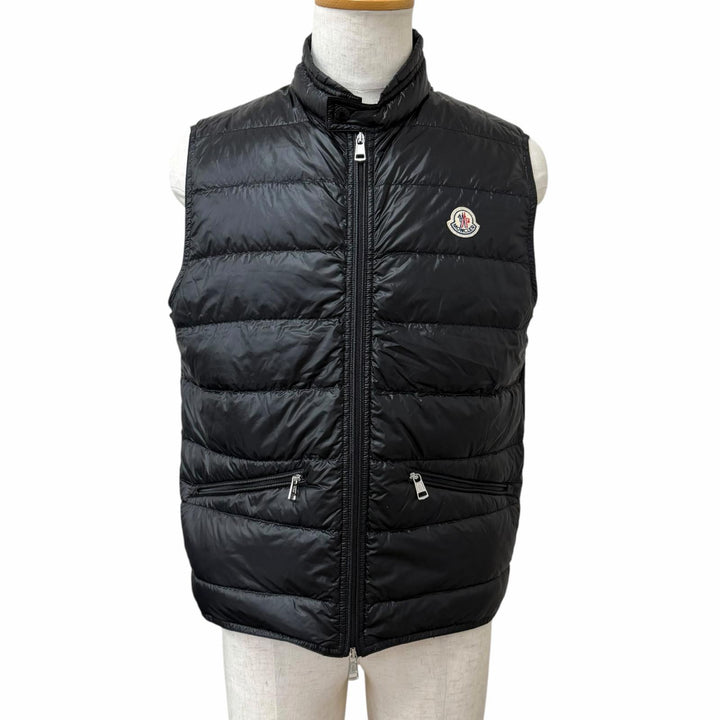 美品□MONCLER モンクレール GUI GILET ロゴワッペン WZIP パッカブル ライトダウンベスト ジレ ブラック 3 正規品 メンズ 軽量◎