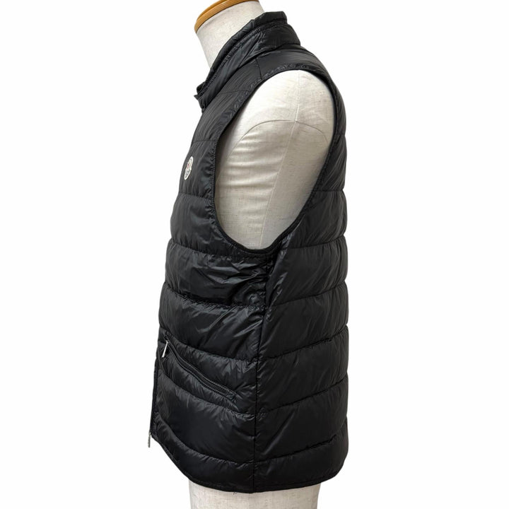 美品□MONCLER モンクレール GUI GILET ロゴワッペン WZIP パッカブル ライトダウンベスト ジレ ブラック 3 正規品 メンズ 軽量◎