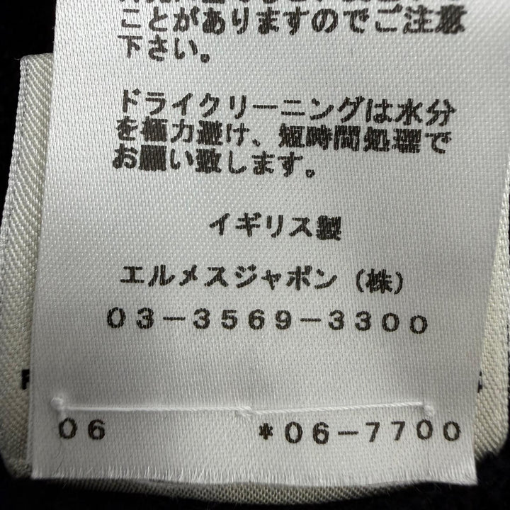 極美品☆HERMES エルメス カシミヤ100％ シルバー金具 Hリフト Vネック 長袖 ニット ブラック 36 イギリス製 正規品 レディース