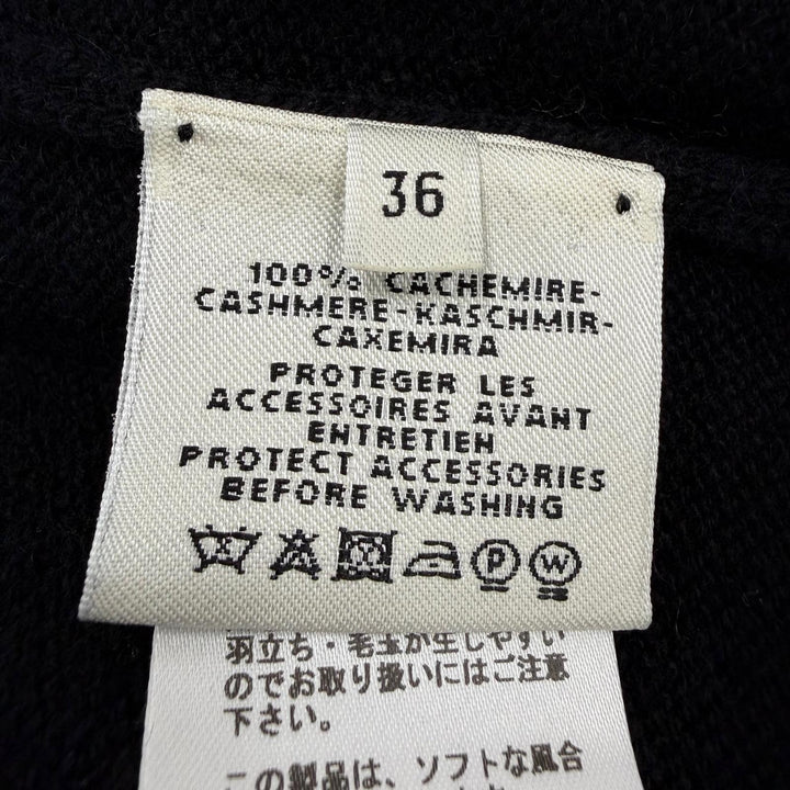極美品☆HERMES エルメス カシミヤ100％ シルバー金具 Hリフト Vネック 長袖 ニット ブラック 36 イギリス製 正規品 レディース