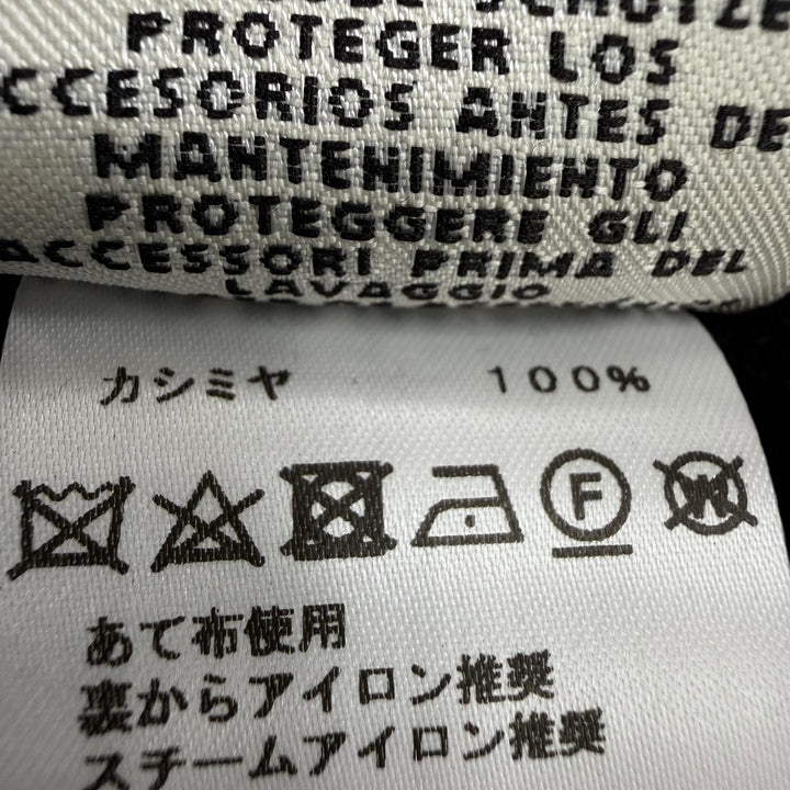 極美品☆HERMES エルメス カシミヤ100％ シルバー金具 Hリフト Vネック 長袖 ニット ブラック 36 イギリス製 正規品 レディース