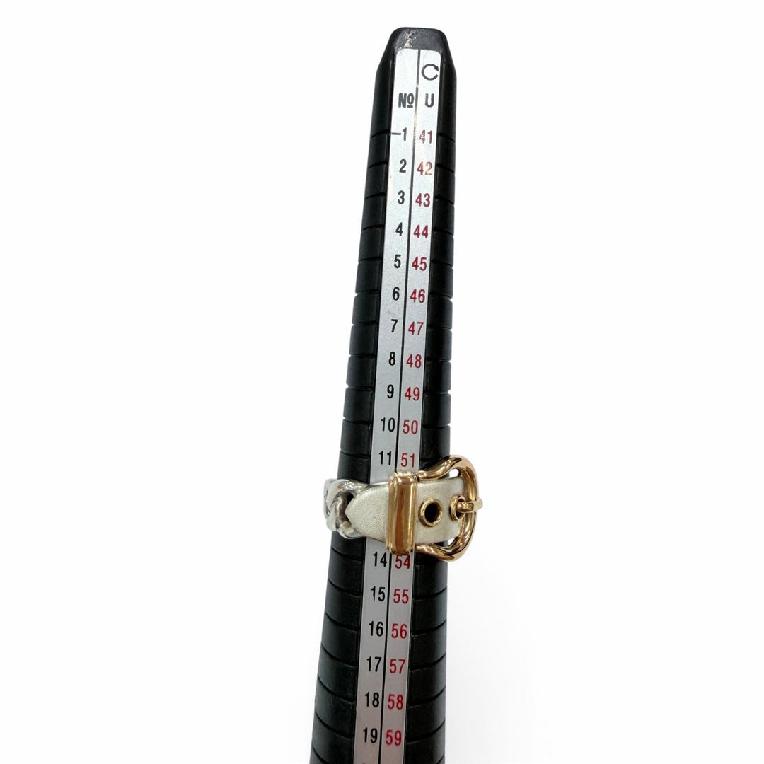 極美品☆HERMES エルメス 925 750 ブックルセリエ リング コンビ 指輪 シルバー イエローゴールド JP12号相当 重量6.9g レディース 箱付