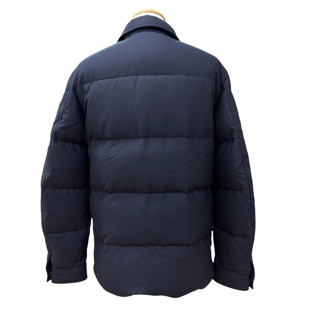 極美品▼TOM FORD トムフォード TF0317 ウール100% レザー使い ダウンジャケット ネイビー 46 イタリア製 正規品 メンズ ハンガー付き