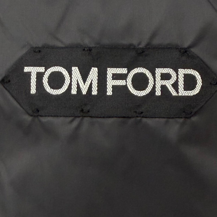 極美品▼TOM FORD トムフォード TF0317 ウール100% レザー使い ダウンジャケット ネイビー 46 イタリア製 正規品 メンズ ハンガー付き