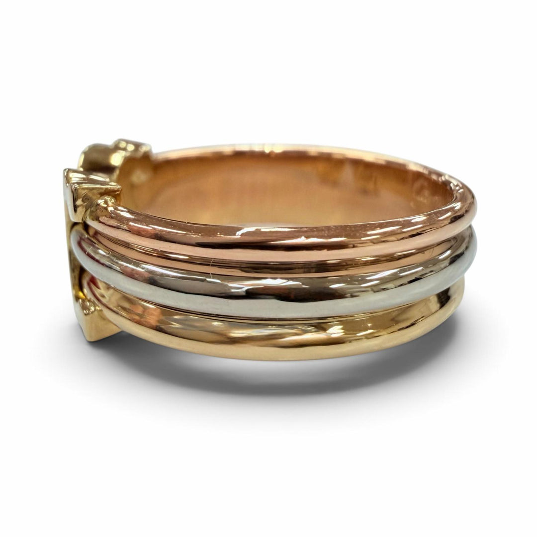 極美品☆Cartier カルティエ ドゥーブルC 2Cリング 750 K18 イエローゴールド ホワイトゴールド ピンクゴールド 56 JP16号相当 重量5.1g