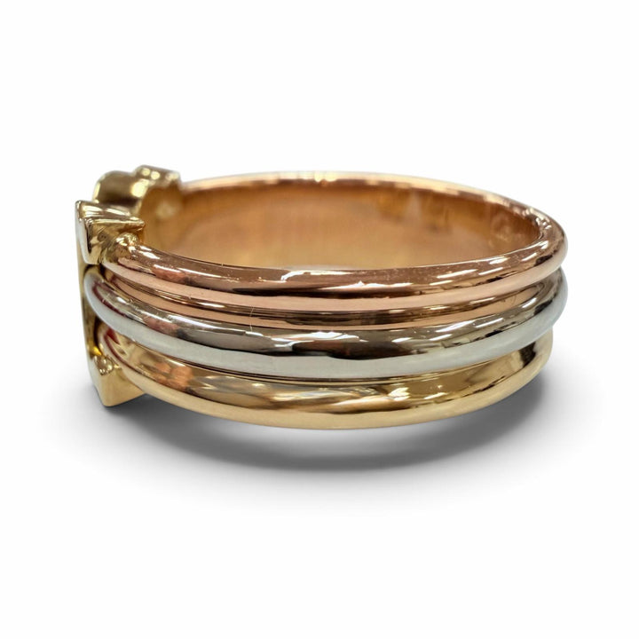 極美品☆Cartier カルティエ ドゥーブルC 2Cリング 750 K18 イエローゴールド ホワイトゴールド ピンクゴールド 56 JP16号相当 重量5.1g