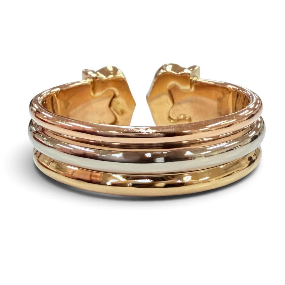 極美品☆Cartier カルティエ ドゥーブルC 2Cリング 750 K18 イエローゴールド ホワイトゴールド ピンクゴールド 56 JP16号相当 重量5.1g