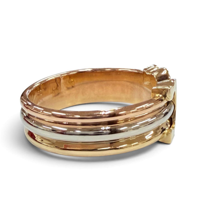 極美品☆Cartier カルティエ ドゥーブルC 2Cリング 750 K18 イエローゴールド ホワイトゴールド ピンクゴールド 56 JP16号相当 重量5.1g