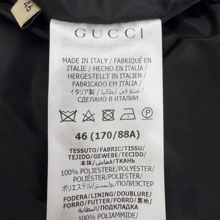 美品□GUCCI adidas グッチ アディダス 722262 ロゴ総柄 中綿入り ナイロンパーカー ブルゾン 黒 マルチカラー 46 イタリア製 正規品