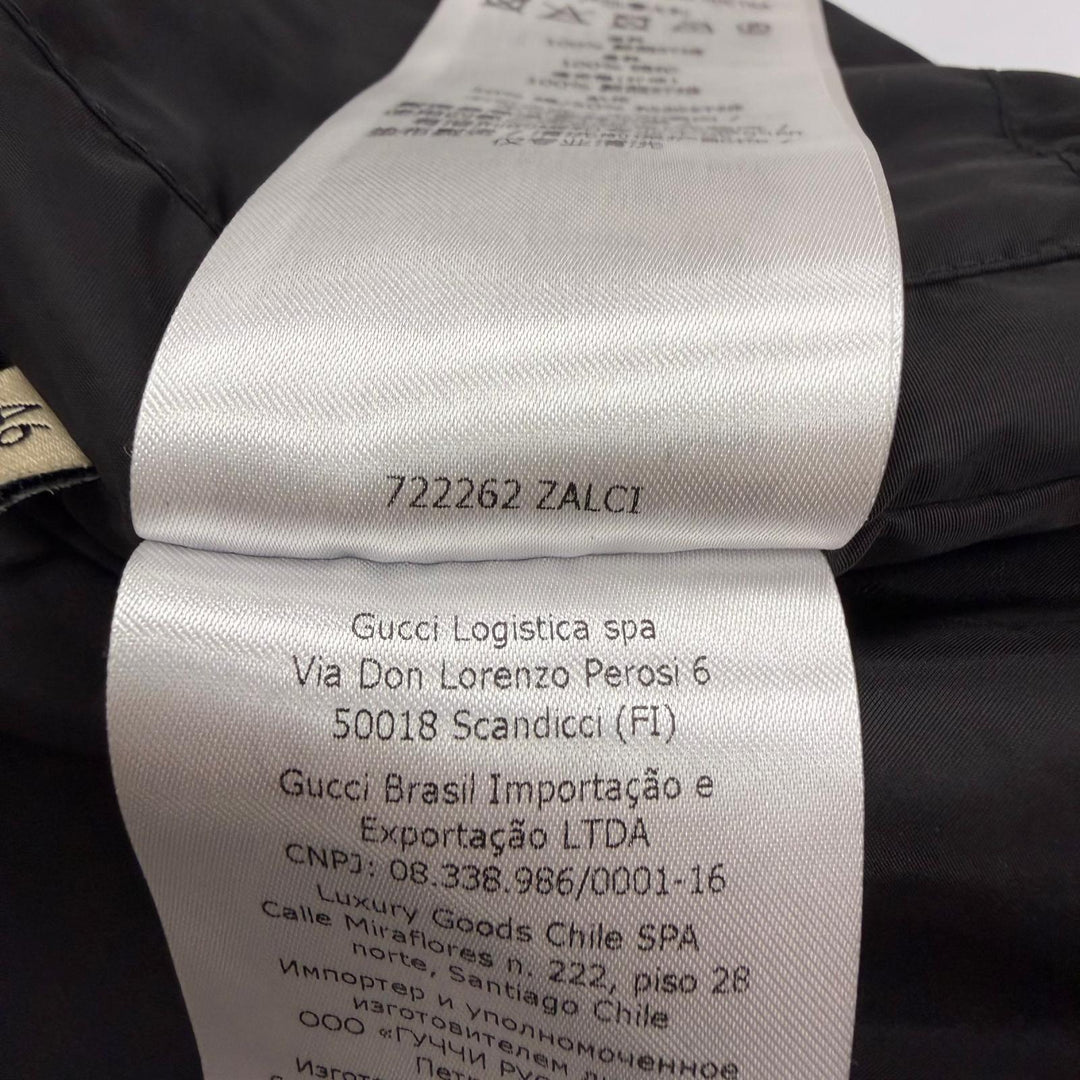 美品□GUCCI adidas グッチ アディダス 722262 ロゴ総柄 中綿入り ナイロンパーカー ブルゾン 黒 マルチカラー 46 イタリア製 正規品