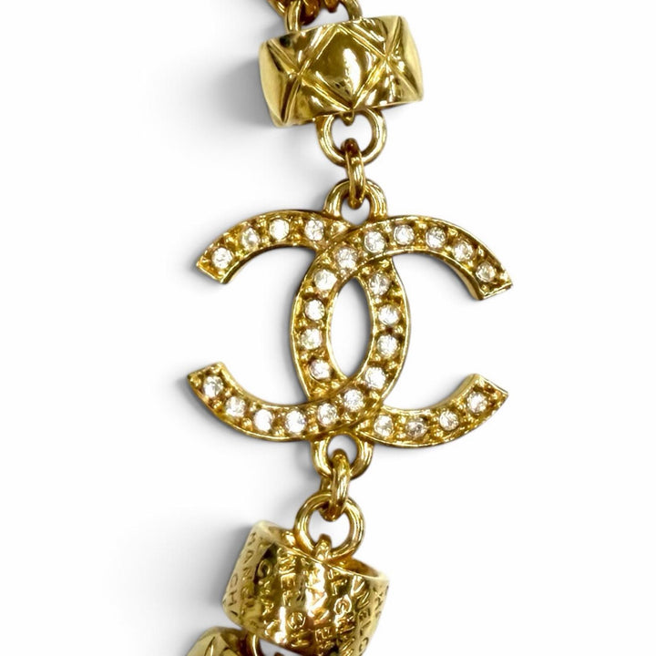 極美品★CHANEL シャネル C24P ココマーク エコパール ストーン クラッシュ ロゴ チェーン ネックレス ゴールド ピンク 白 箱・保存袋付