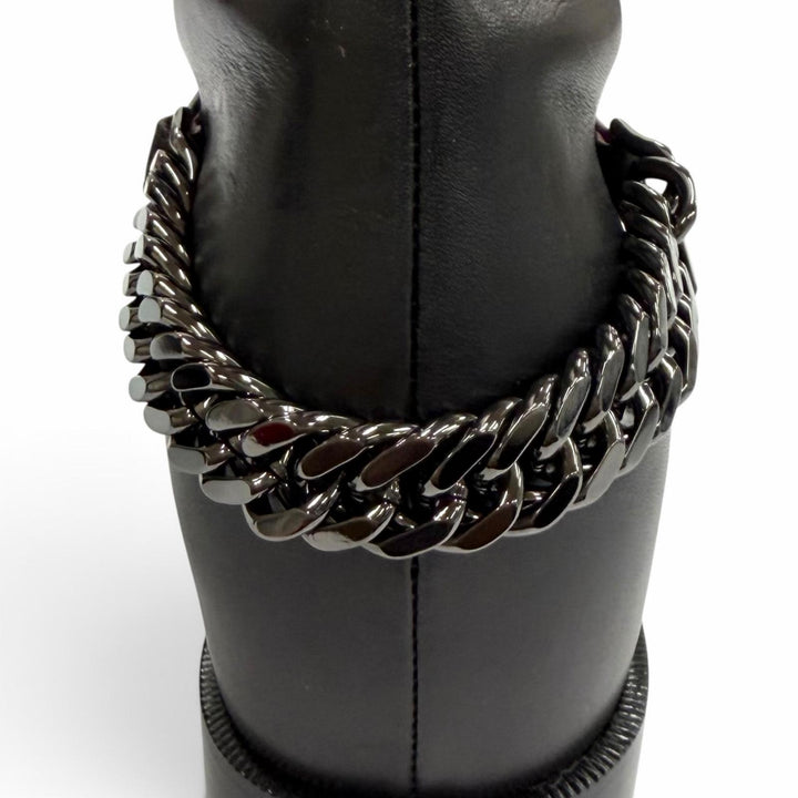 未使用品★Christian Louboutin クリスチャンルブタン 3130073 CATE BOOT FLAT CALF チェーン装飾 レザー ロングブーツ 黒 36.5 袋付