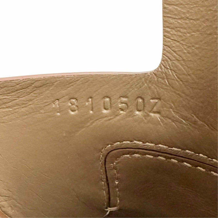 美品△HERMES エルメス 181050Z Hロゴカット レザー ヒール サンダル ミュール ブラウン 35.5 イタリア製 レディース 保存袋付き