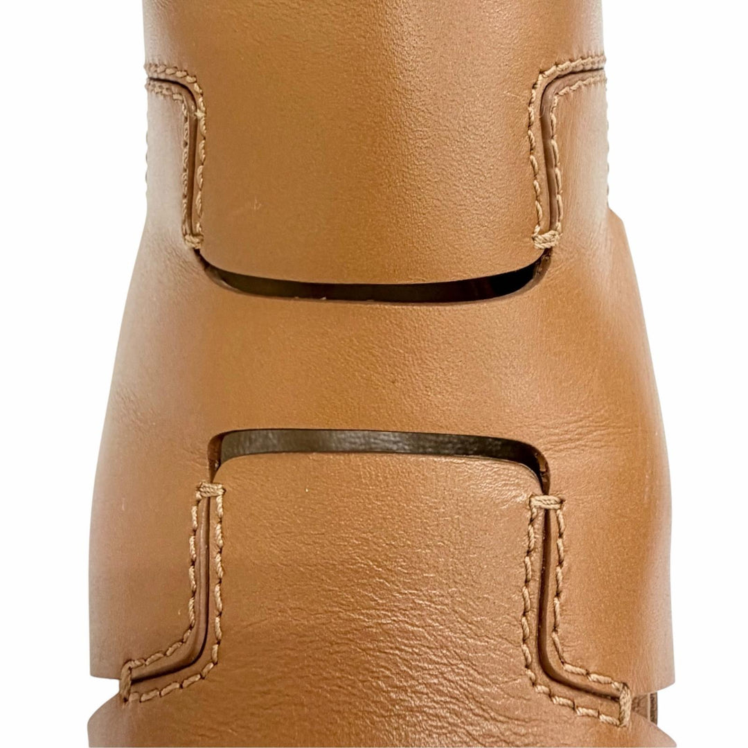 美品△HERMES エルメス 181050Z Hロゴカット レザー ヒール サンダル ミュール ブラウン 35.5 イタリア製 レディース 保存袋付き