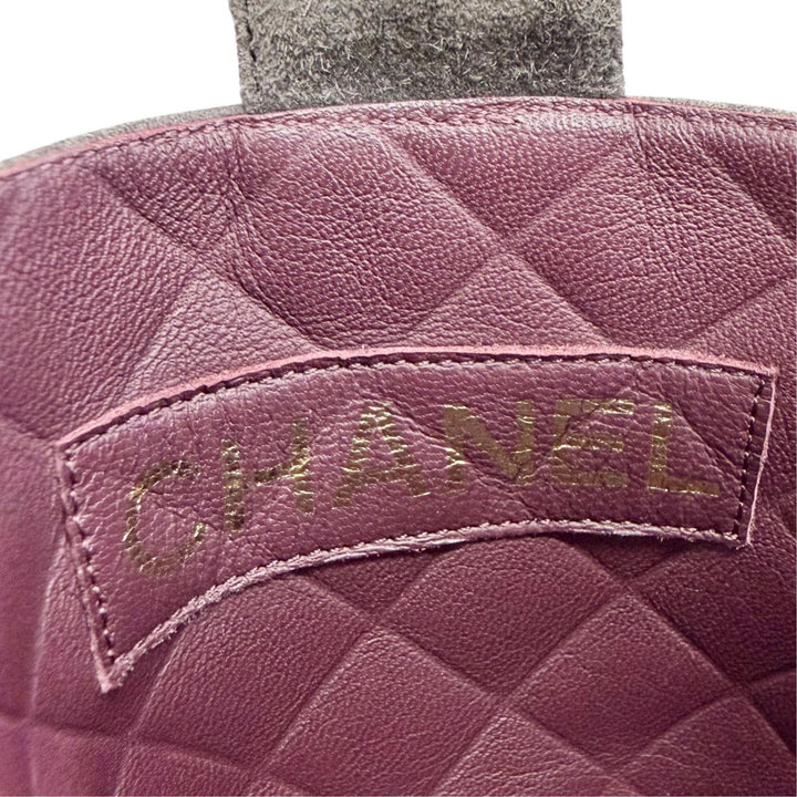 美品△CHANEL シャネル G36749 ココマーク ロゴ金具 裏地マトラッセ スウェードレザー アンクルブーツ ショートブーツ ダークブラウン 36