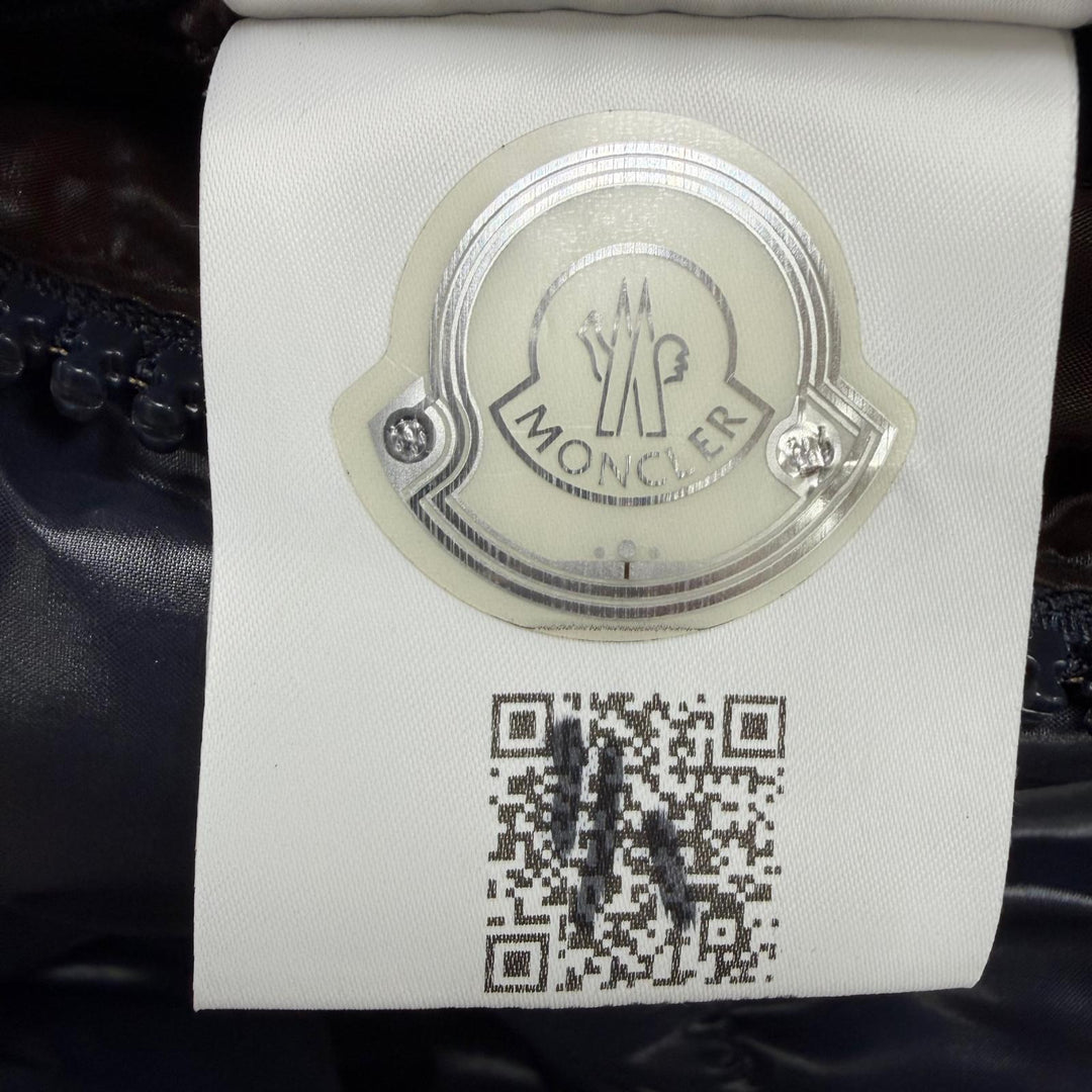 美品☆MONCLER モンクレール 19-20AW MAYA ロゴワッペン・フード付 ZIP UP ダウンジャケット ネイビー 4 正規品 メンズ