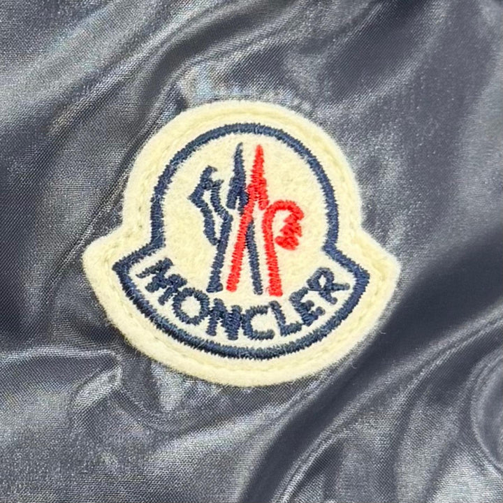 美品☆MONCLER モンクレール 19-20AW MAYA ロゴワッペン・フード付 ZIP UP ダウンジャケット ネイビー 4 正規品 メンズ