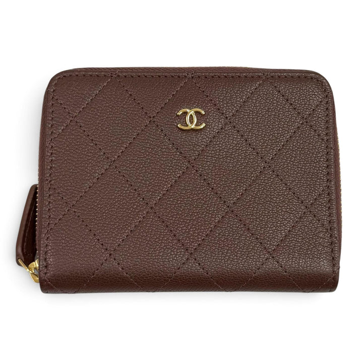 極美品★CHANEL シャネル AP4918 ココマーク ラウンドジップ グレインドゴートスキン コンパクトウォレット 二つ折り財布 箱・保存袋付