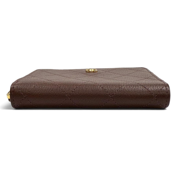 極美品★CHANEL シャネル AP4918 ココマーク ラウンドジップ グレインドゴートスキン コンパクトウォレット 二つ折り財布 箱・保存袋付
