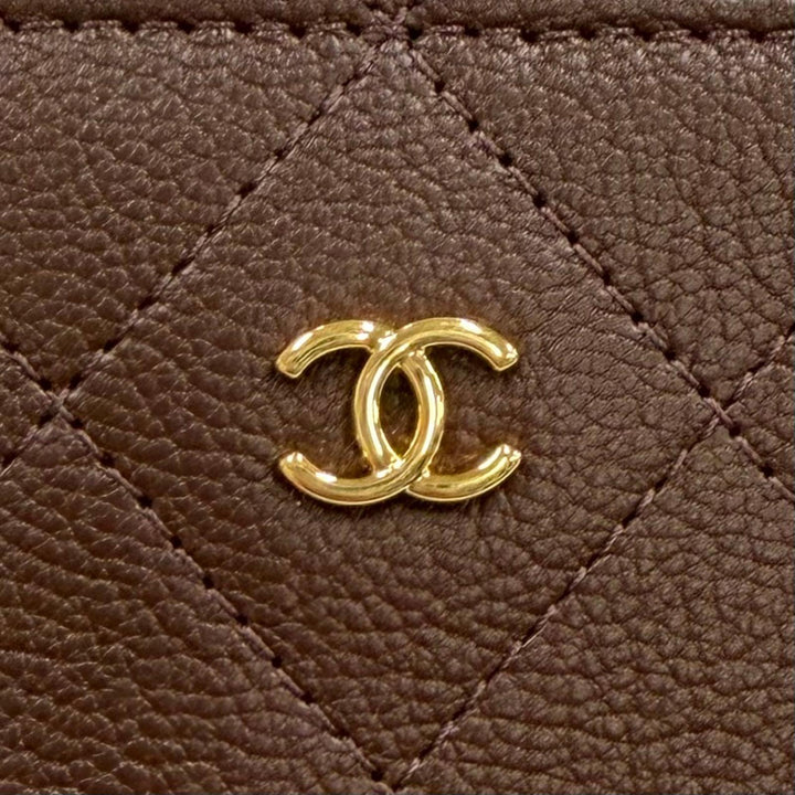 極美品★CHANEL シャネル AP4918 ココマーク ラウンドジップ グレインドゴートスキン コンパクトウォレット 二つ折り財布 箱・保存袋付