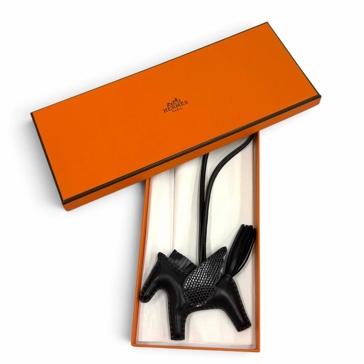 未使用品★HERMES エルメス ロデオペガサス タッチ PM ソーブラック アニョーミロ リザード バッグチャーム U刻印 フランス製 箱付き