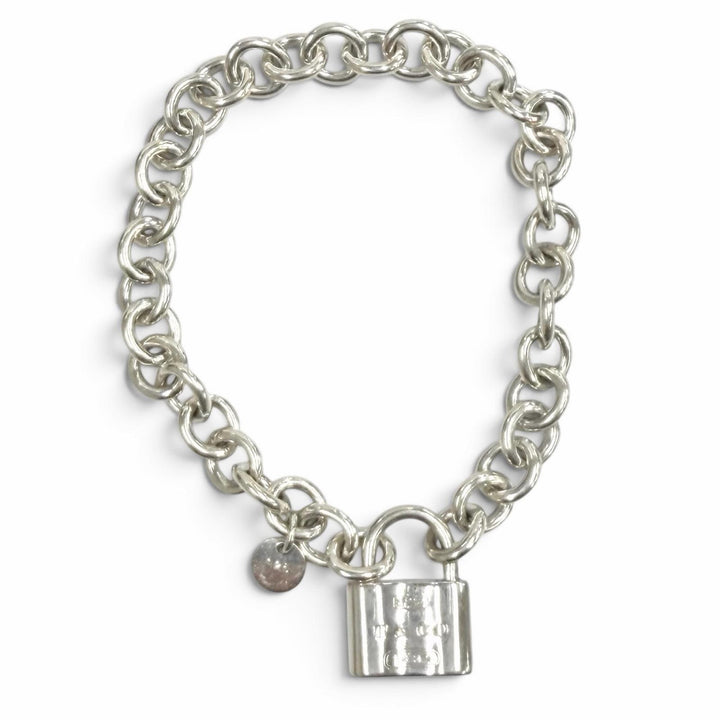 極美品★TIFFANY&amp;Co. ティファニー 925 1837 ロック ブレスレット ロゴ入り 内周17cm アクセサリー シルバー 重量23.38g レディース