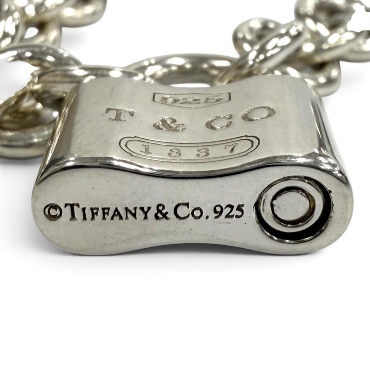 極美品★TIFFANY&amp;Co. ティファニー 925 1837 ロック ブレスレット ロゴ入り 内周17cm アクセサリー シルバー 重量23.38g レディース