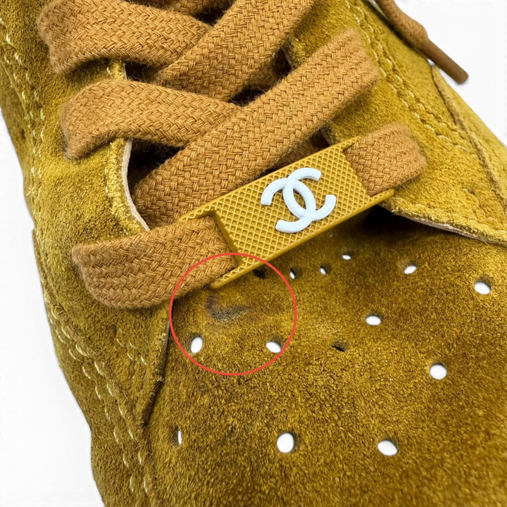 極美品☆CHANEL シャネル G39225 ココマーク・ロゴ スウェードレザー ローカットスニーカー ブラウン系 38 イタリア製 レディース