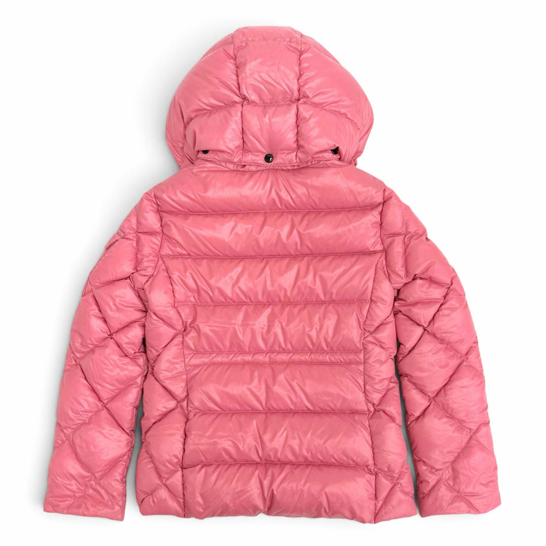 美品△MONCLER モンクレール KAMILE ロゴワッペン フード付き ダイヤモンドキルティング ダウンジャケット ピンク 10anni 140cm 正規品