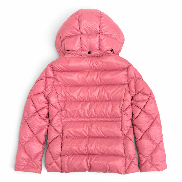 美品△MONCLER モンクレール KAMILE ロゴワッペン フード付き ダイヤモンドキルティング ダウンジャケット ピンク 10anni 140cm 正規品