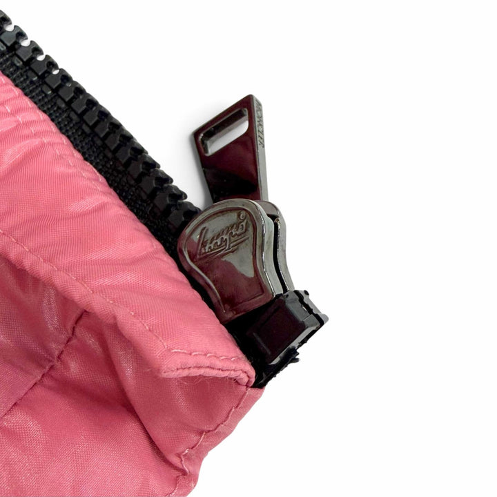 美品△MONCLER モンクレール KAMILE ロゴワッペン フード付き ダイヤモンドキルティング ダウンジャケット ピンク 10anni 140cm 正規品