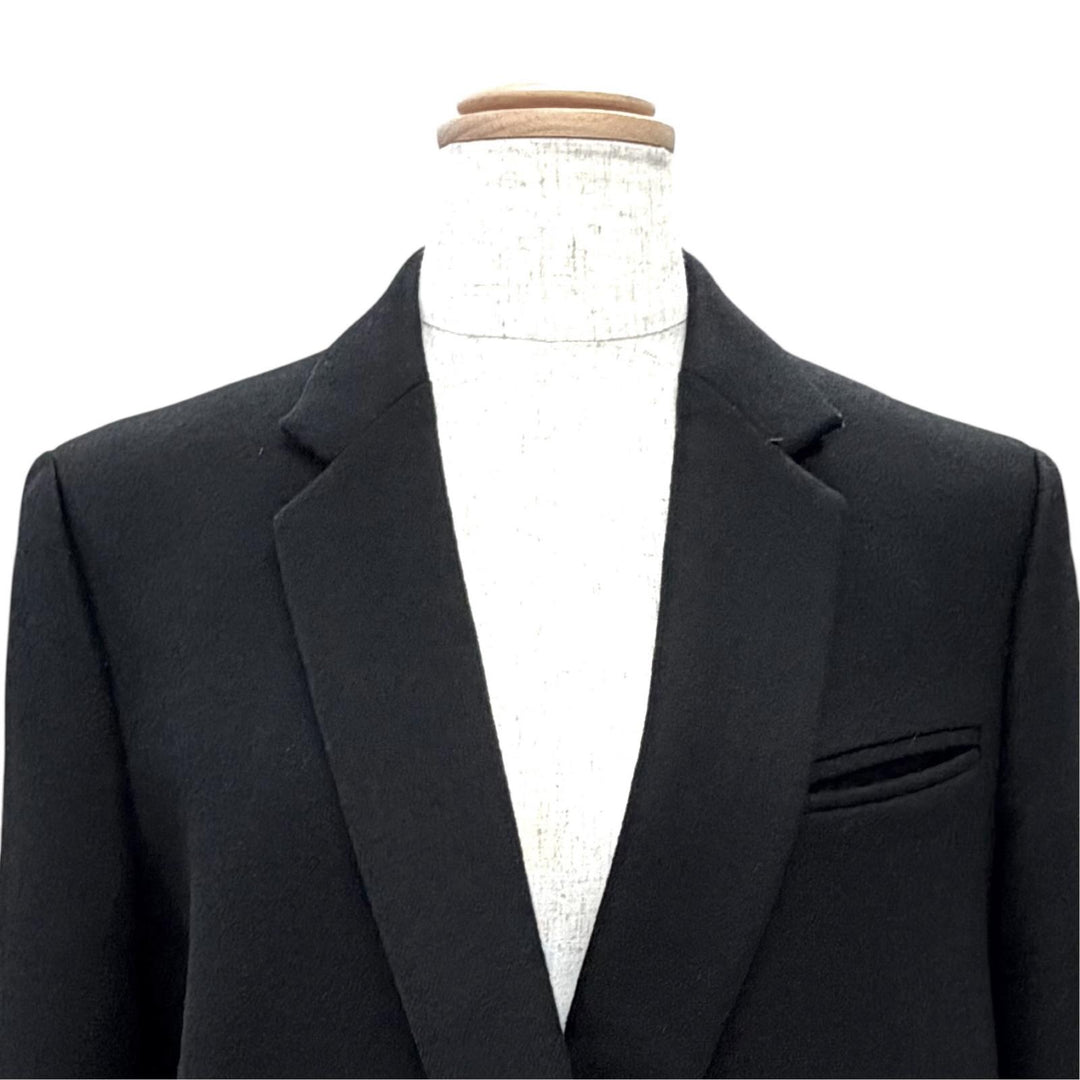 美品△CELINE セリーヌ 28H284149 ウール100％ フィービー期 クロンビーコート ボタンレス ロング コート ブラック 36 正規品 レディース