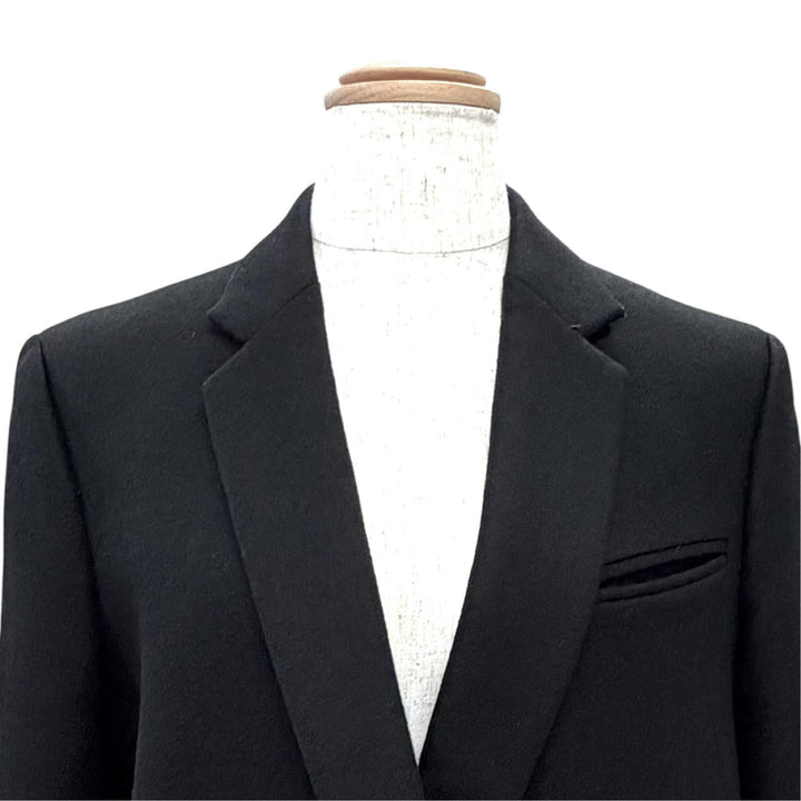 美品△CELINE セリーヌ 28H284149 ウール100％ フィービー期 クロンビーコート ボタンレス ロング コート ブラック 36 正規品 レディース