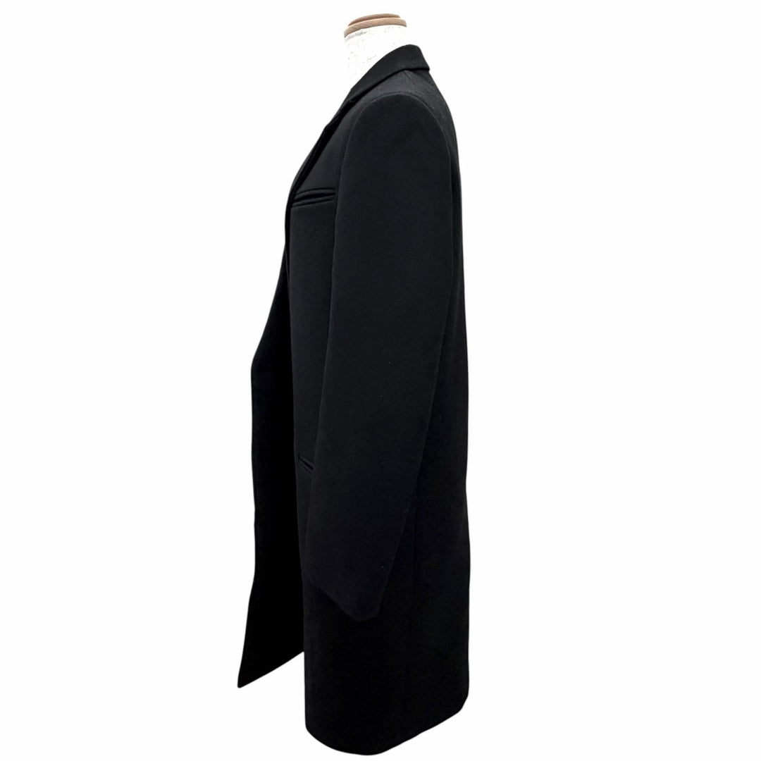美品△CELINE セリーヌ 28H284149 ウール100％ フィービー期 クロンビーコート ボタンレス ロング コート ブラック 36 正規品 レディース