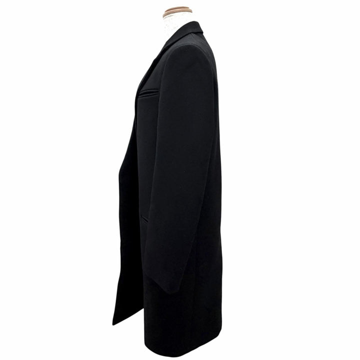 美品△CELINE セリーヌ 28H284149 ウール100％ フィービー期 クロンビーコート ボタンレス ロング コート ブラック 36 正規品 レディース