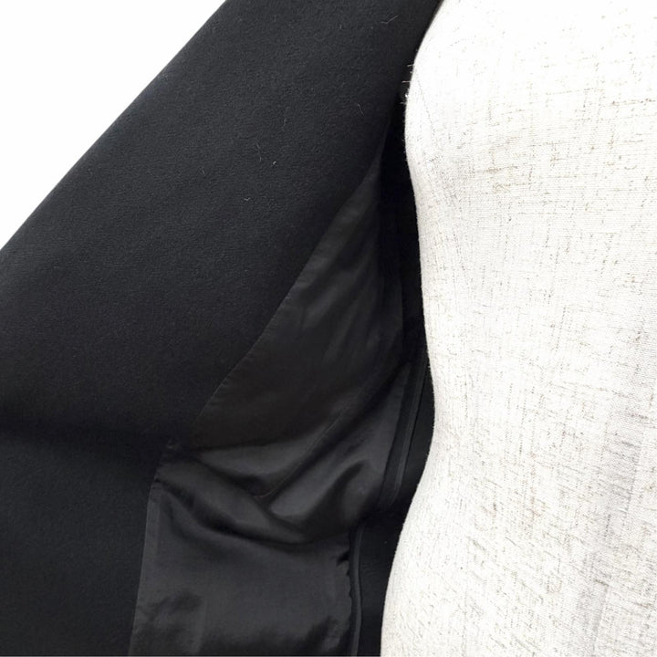 美品△CELINE セリーヌ 28H284149 ウール100％ フィービー期 クロンビーコート ボタンレス ロング コート ブラック 36 正規品 レディース