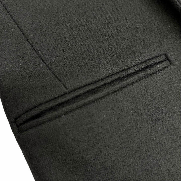 美品△CELINE セリーヌ 28H284149 ウール100％ フィービー期 クロンビーコート ボタンレス ロング コート ブラック 36 正規品 レディース
