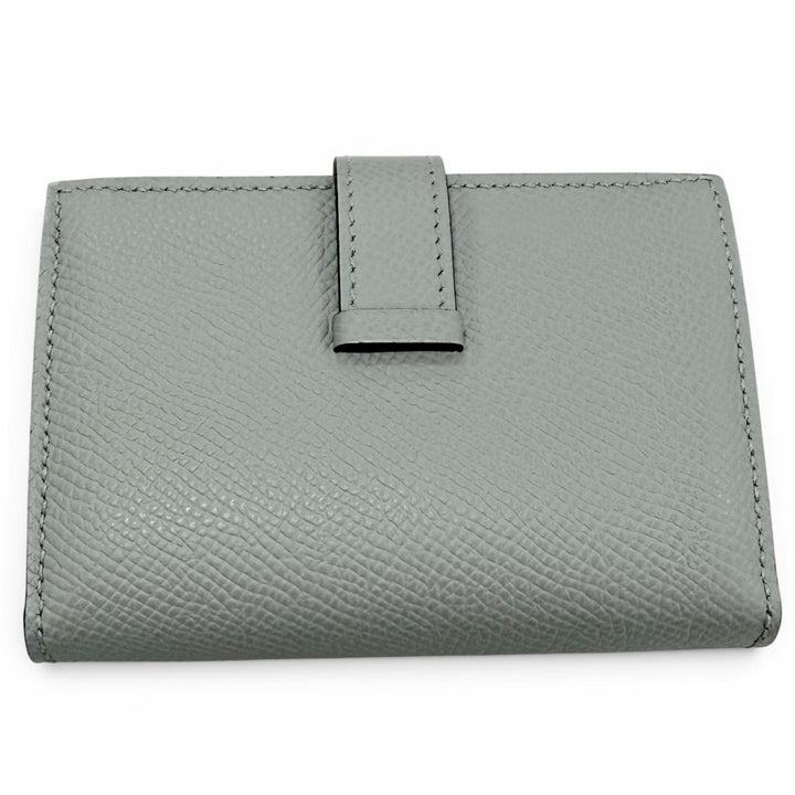 未使用品☆HERMES エルメス ベアン ミニ ヴォーエプソン ブルーグラシエ シルバー金具 コンパクトウォレット 財布 K刻印 フランス製 箱付