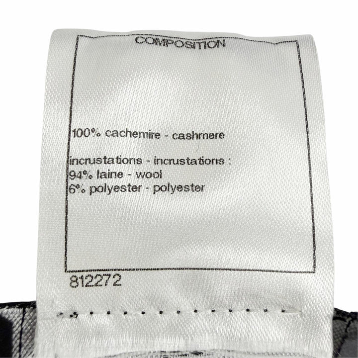 極美品△CHANEL シャネル P50069K06343 カシミヤ100％ ココマーク ライオン金具 カメリアデザイン 長袖 ニット セーター 黒 38 正規品