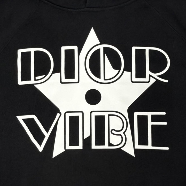 極美品△Christian Dior クリスチャンディオール 243S06A4063 DIOR VIBE コットン100％ スター 半袖 フーディー パーカー 黒 XS 正規品