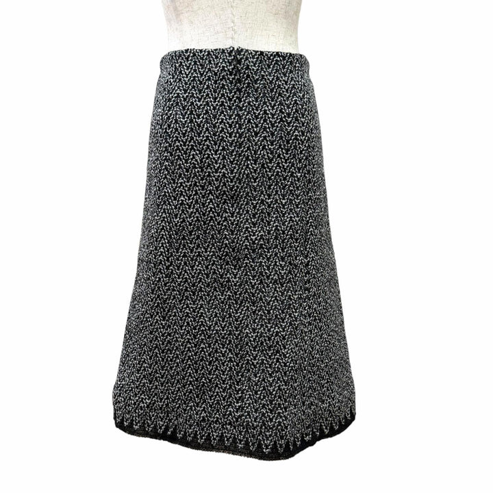極美品△CHANEL シャネル P56743V30499 シルク・カシミヤ混 ココマーク ライオン金具 ツイード ロングスカート ブラック 36 正規品 仏製