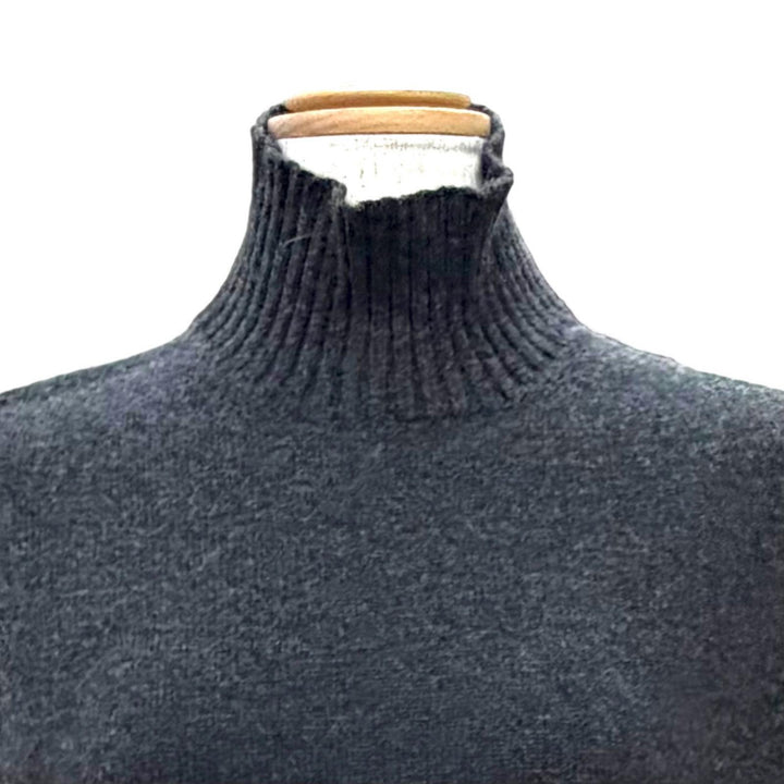 美品△HERMES エルメス カシミヤ100％ ハイネック ノースリーブ ニット ワンピース チャコールグレー LA イタリア製 正規品 レディース