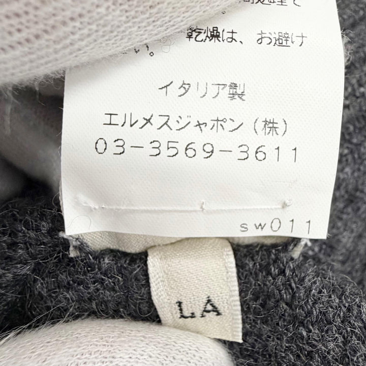 美品△HERMES エルメス カシミヤ100％ ハイネック ノースリーブ ニット ワンピース チャコールグレー LA イタリア製 正規品 レディース