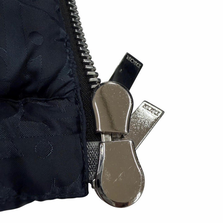 美品▼DIOR ディオール オム 943C449A4462 オブリーク 総柄 ダブルジップアップ ダウンジャケット ネイビー 46 イタリア製 正規品 メンズ