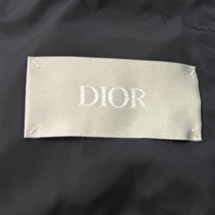 美品▼DIOR ディオール オム 943C449A4462 オブリーク 総柄 ダブルジップアップ ダウンジャケット ネイビー 46 イタリア製 正規品 メンズ