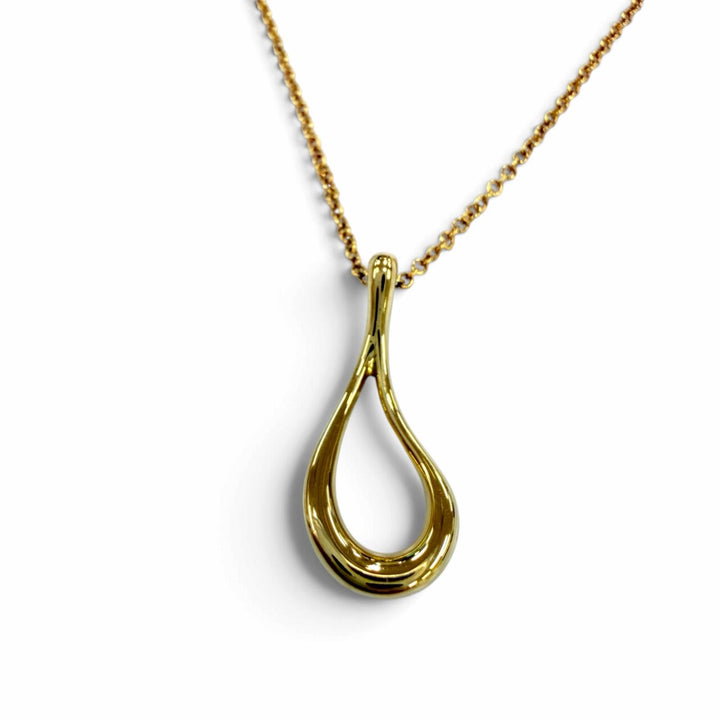 極美品☆TIFFANY&amp;Co. ティファニー オープンティアドロップ ペンダント 750（YG）ネックレス イエローゴールド 重量2.04g 箱・保存袋付き