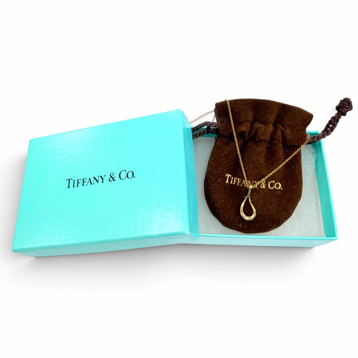 極美品☆TIFFANY&amp;Co. ティファニー オープンティアドロップ ペンダント 750（YG）ネックレス イエローゴールド 重量2.04g 箱・保存袋付き