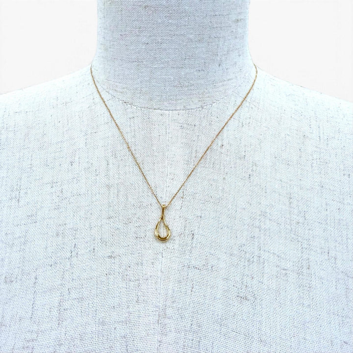 極美品☆TIFFANY&amp;Co. ティファニー オープンティアドロップ ペンダント 750（YG）ネックレス イエローゴールド 重量2.04g 箱・保存袋付き
