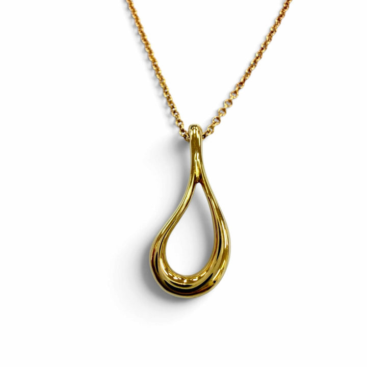 極美品☆TIFFANY&amp;Co. ティファニー オープンティアドロップ ペンダント 750（YG）ネックレス イエローゴールド 重量2.04g 箱・保存袋付き